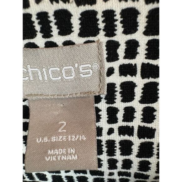 CHICO'S black white check embroidered rayon blend jacket blazer size 2 12/14 - Picture 4 of 8